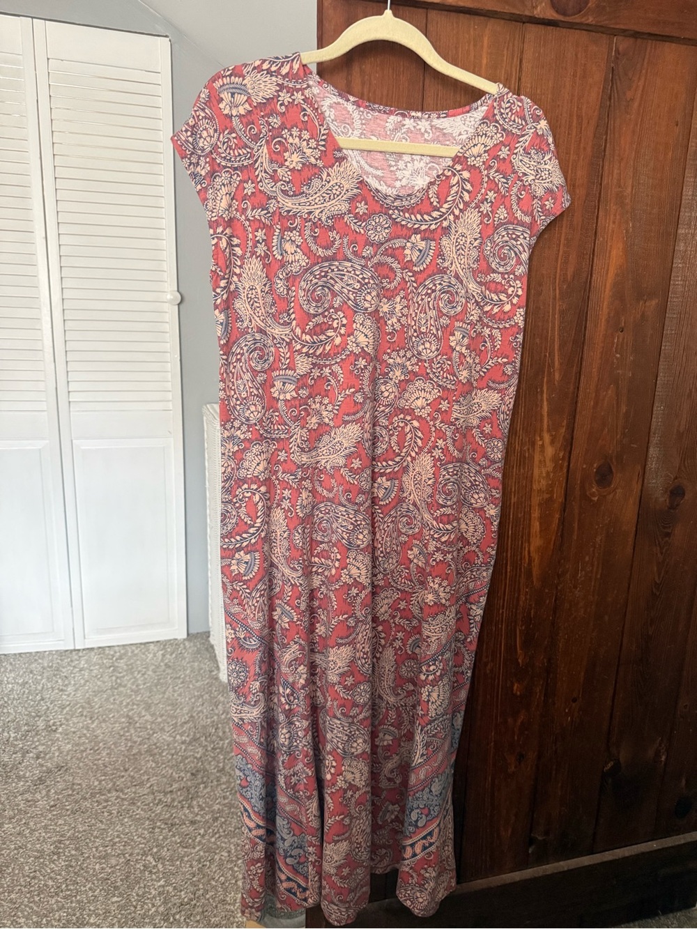 J. Jill Coral and Blue Paisley Maxi Dress